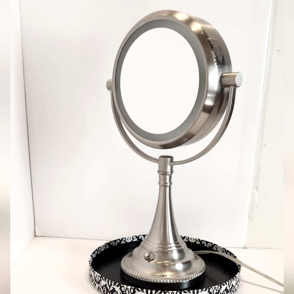 Brushed Chrome Standing 2 Sided Mirror